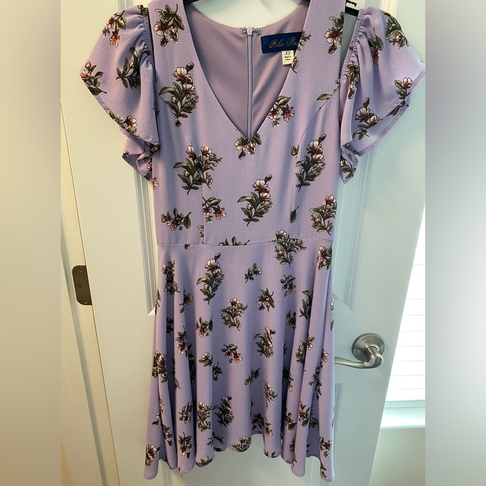 Francesca’s Lavender Floral Off Shoulder Dress
